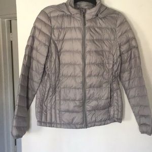 Women 32 Degrees Packable Down Jacket puffer 2 front pockets aluminum color sz M